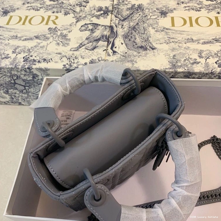 Cheap Ultramatte Dior Mini Lady Bag Cannage Calfskin Grey 0815 Luxury